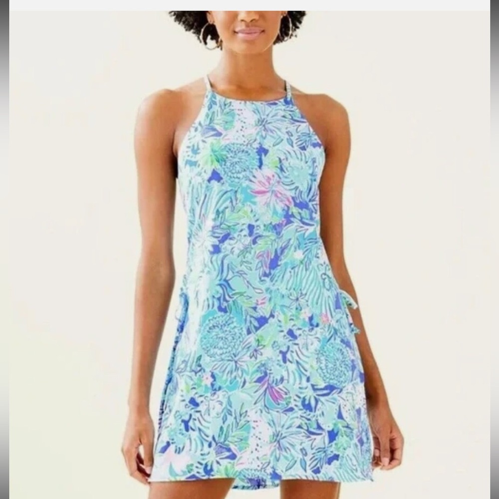 Lilly Pulitzer Coastal Blue Lion Around Pearl Romper Dress size 6